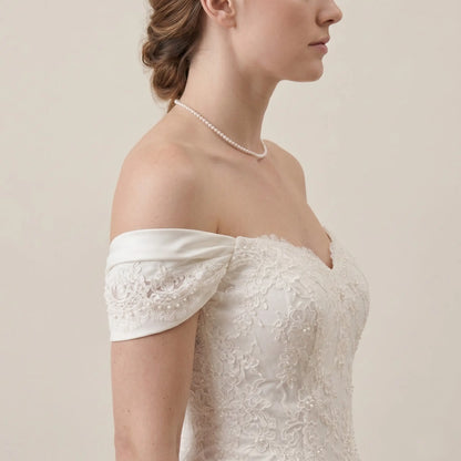 Dainty Bridal Pearl Choker Necklace, 18K Solid Gold 2-2.5mm Skinny Bride Gift
