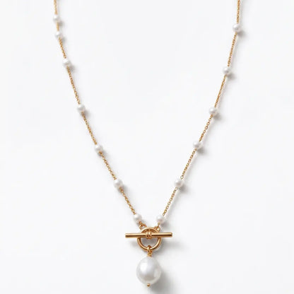 Bridal Baroque Pearl Pendant, 18K Gold Vermeil Wedding Necklace over Sterling Silver