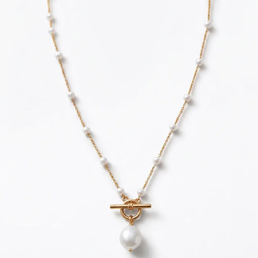 Bridal Baroque Pearl Pendant, 18K Gold Vermeil Wedding Necklace over Sterling Silver