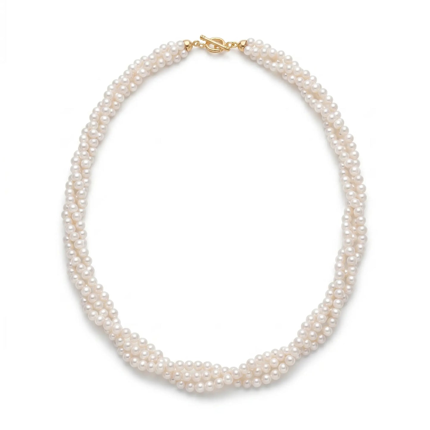Twisted Pearl Necklace -3-3.5mm-Strand Tiny White Pearl Woven Necklace