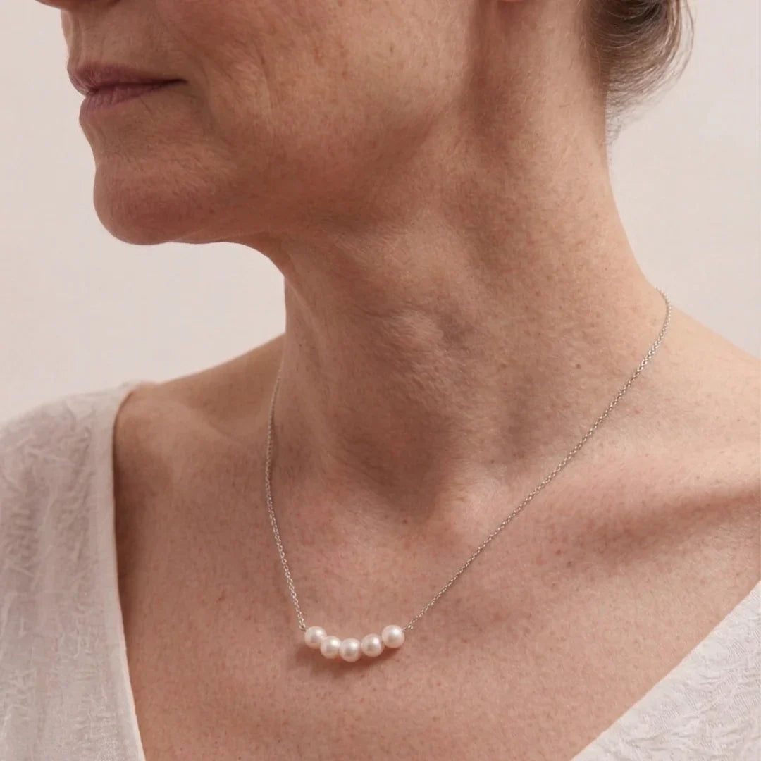 925 Sterling Silver Pearl Pendant, 5-5.5mm Dainty Freshwater Pearl Necklace
