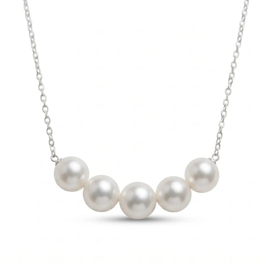925 Sterling Silver Pearl Pendant, 5-5.5mm Dainty Freshwater Pearl Necklace