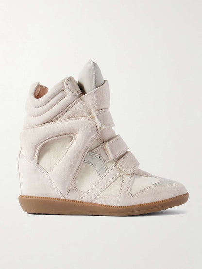 Bekett leather-trimmed suede high-top wedge sneakers