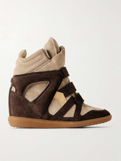 Bekett leather-trimmed suede high-top wedge sneakers