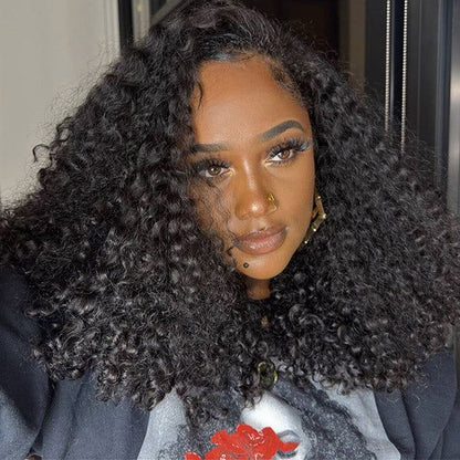 Water Wave Half Wig with Crochet Hair Bundles Invisi Hairline Wear & Go Glueless Human Hair Wig for Beginners