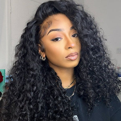 Water Wave Half Wig with Crochet Hair Bundles Invisi Hairline Wear & Go Glueless Human Hair Wig for Beginners