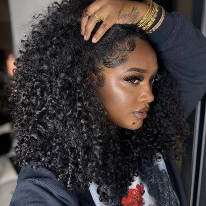 Water Wave Half Wig with Crochet Hair Bundles Invisi Hairline Wear & Go Glueless Human Hair Wig for Beginners
